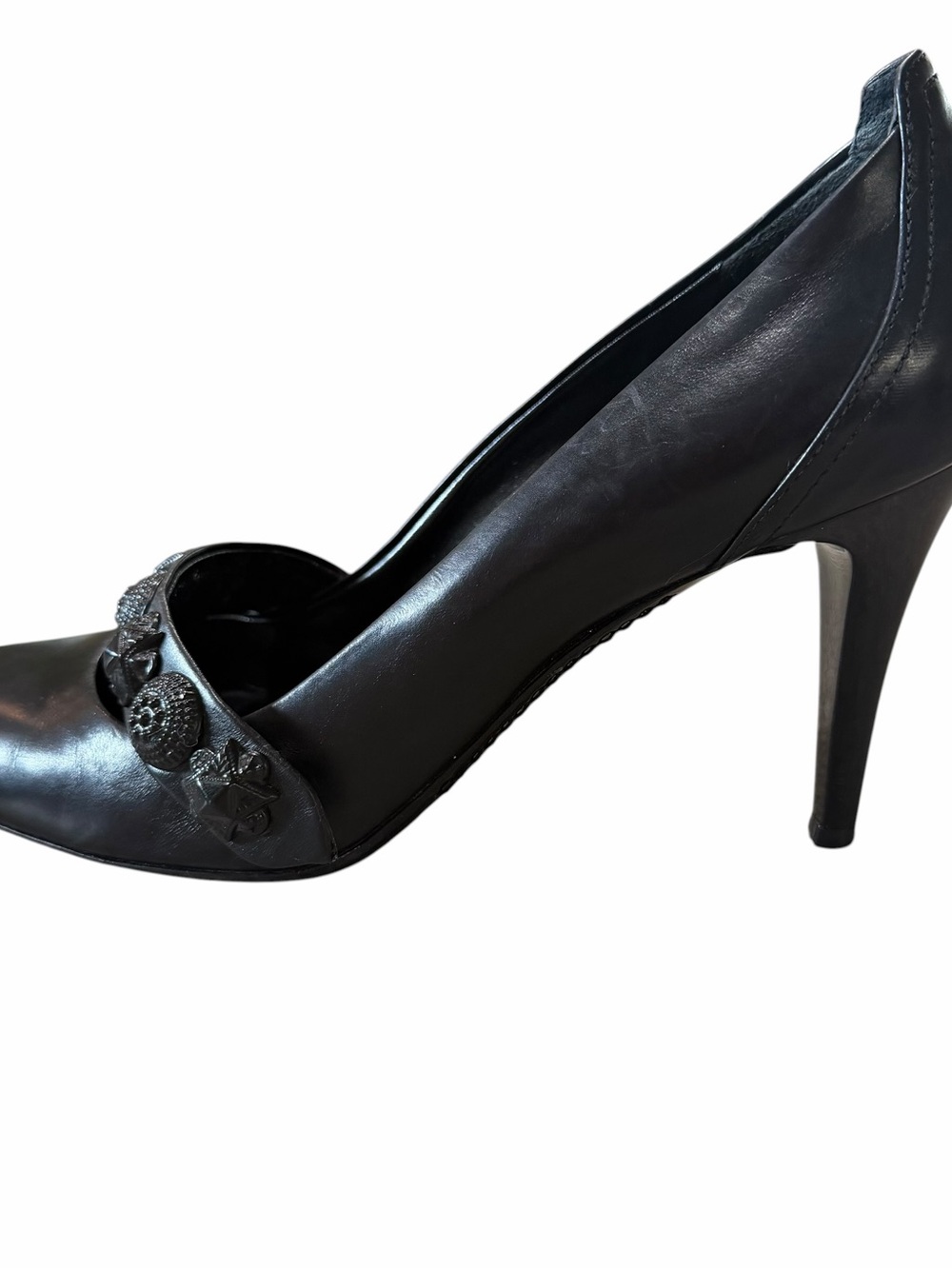 Burberry Mary Jane Pumps Size 39 Black Leather Embellished Designer Classic - Picture 3 of 11